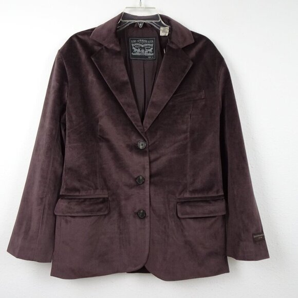 Levi's Oversized Blazer Jacket Women's Size XS Brown Velvet